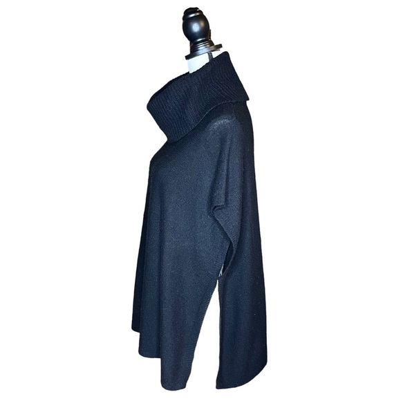 Halogen Cashmere Wool Blend Black Cowlneck Poncho Sweater XS/S Oversized - Picture 5 of 8